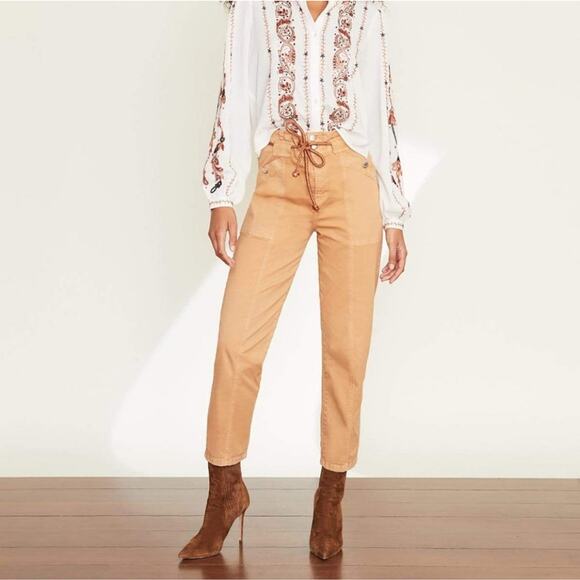 VERONICA BEARD Karter Drawstring Paperbag Pants in Tan size 29 - Picture 2 of 11